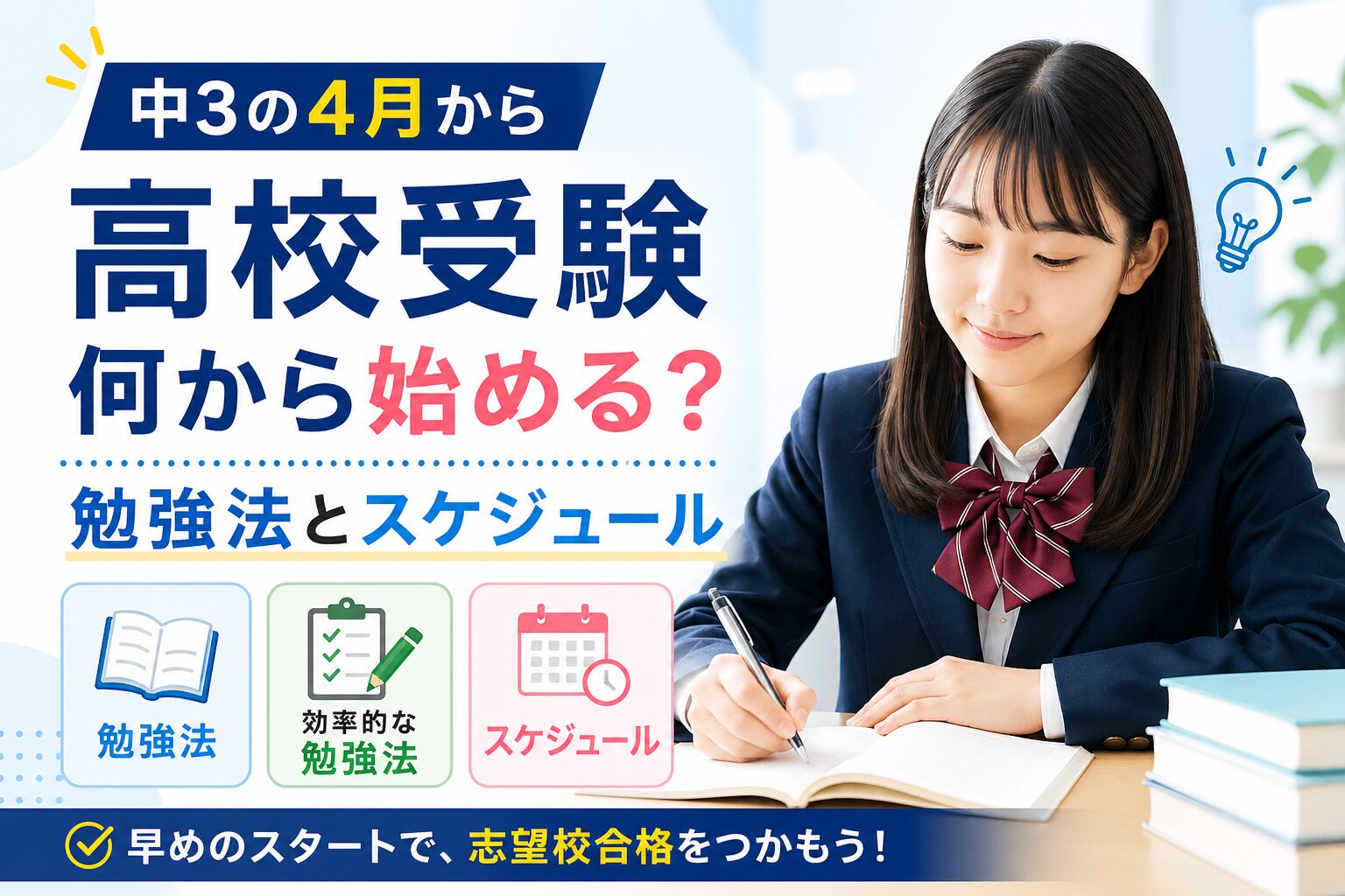 中3の4月から高校受験 何から始める？勉強法とスケジュールのイメージ