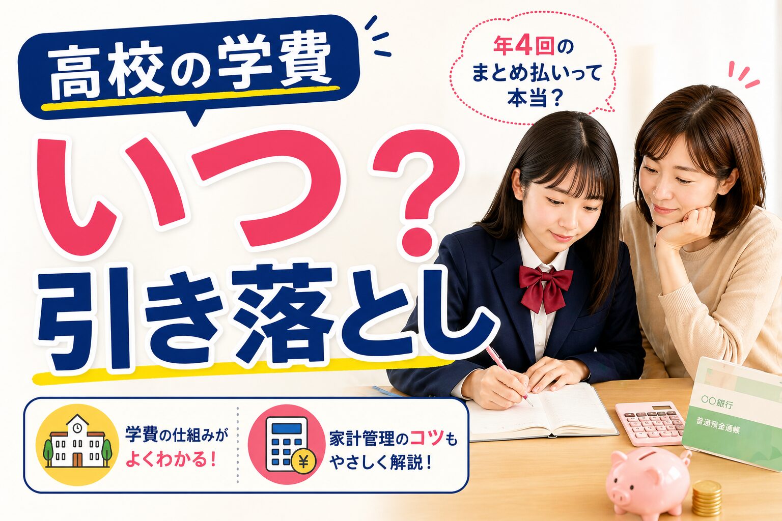 高校の学費引き落としはいつ?年4回まとめ払いのリアルと家計管理のコツのイメージ