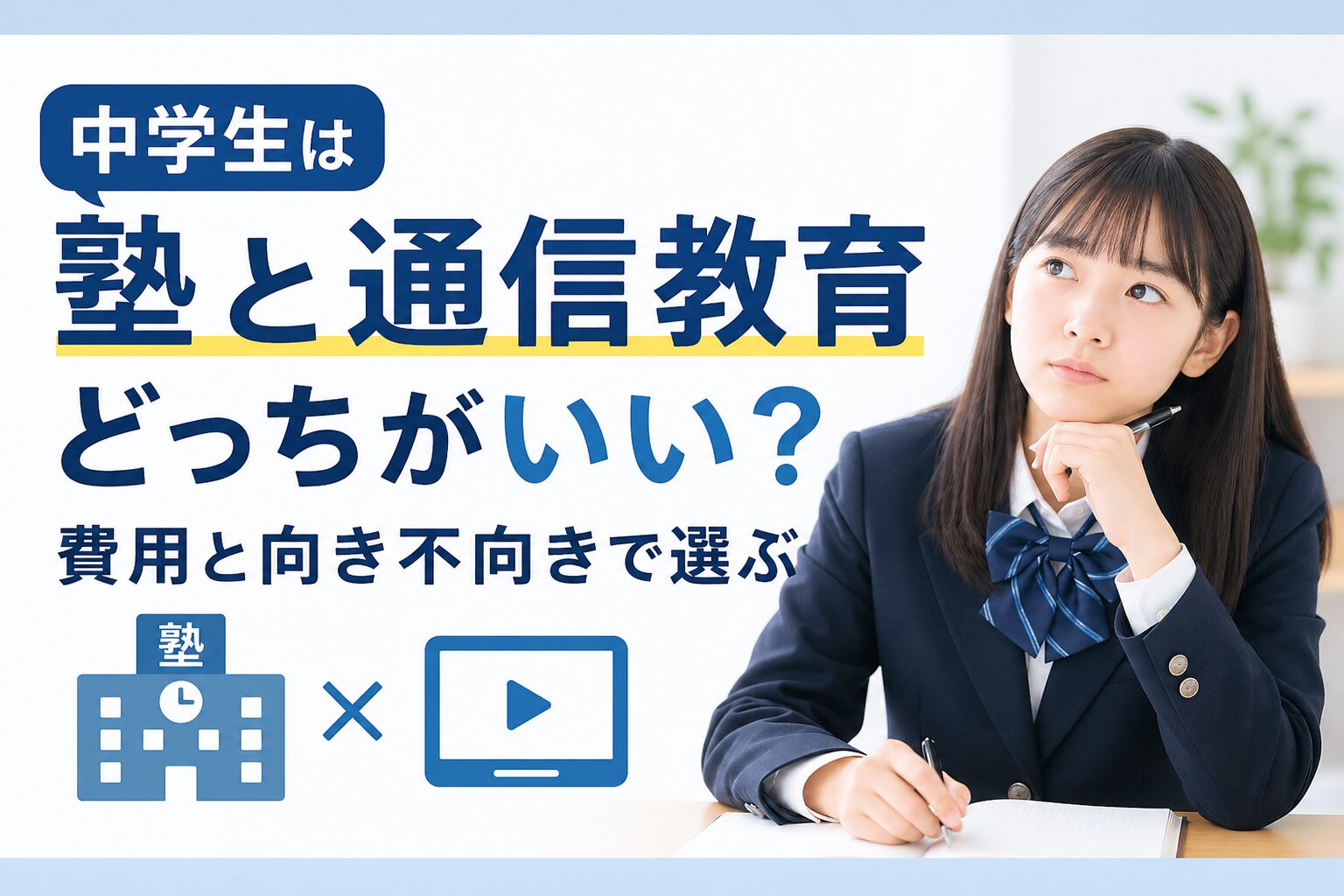 中学生の塾と通信教育の費用と向き不向き比較