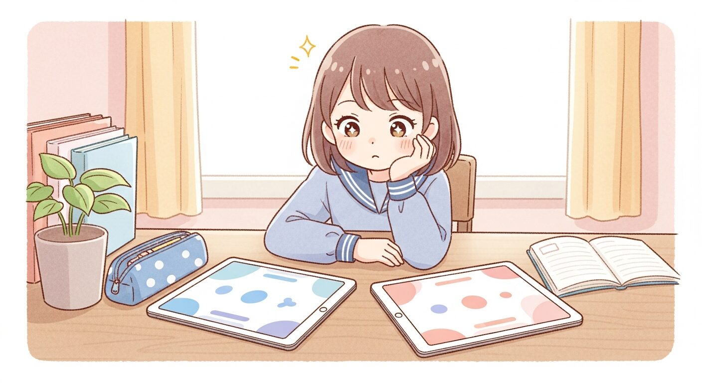 スマイルゼミとチャレンジタッチを比較する小学生のタブレット学習イメージ