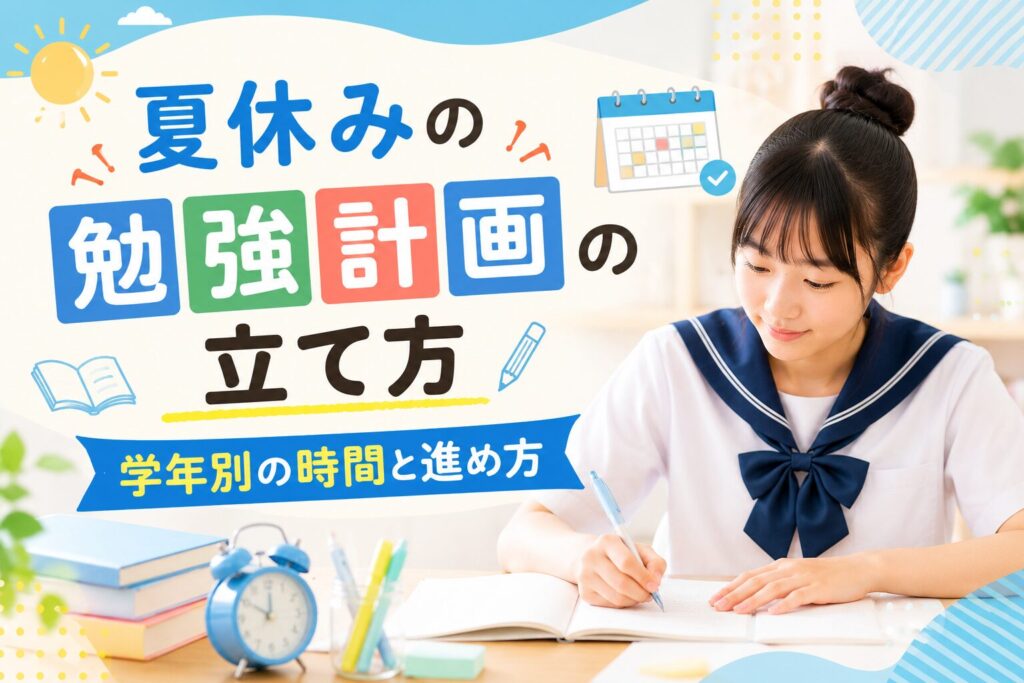 夏休みの勉強計画を立てる親子のイメージ