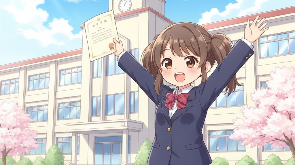 英検合格で高校受験が有利になるイメージイラスト