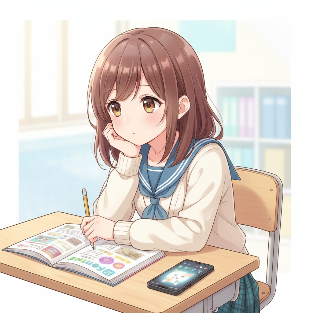 勉強に集中できない子どものアニメイラスト