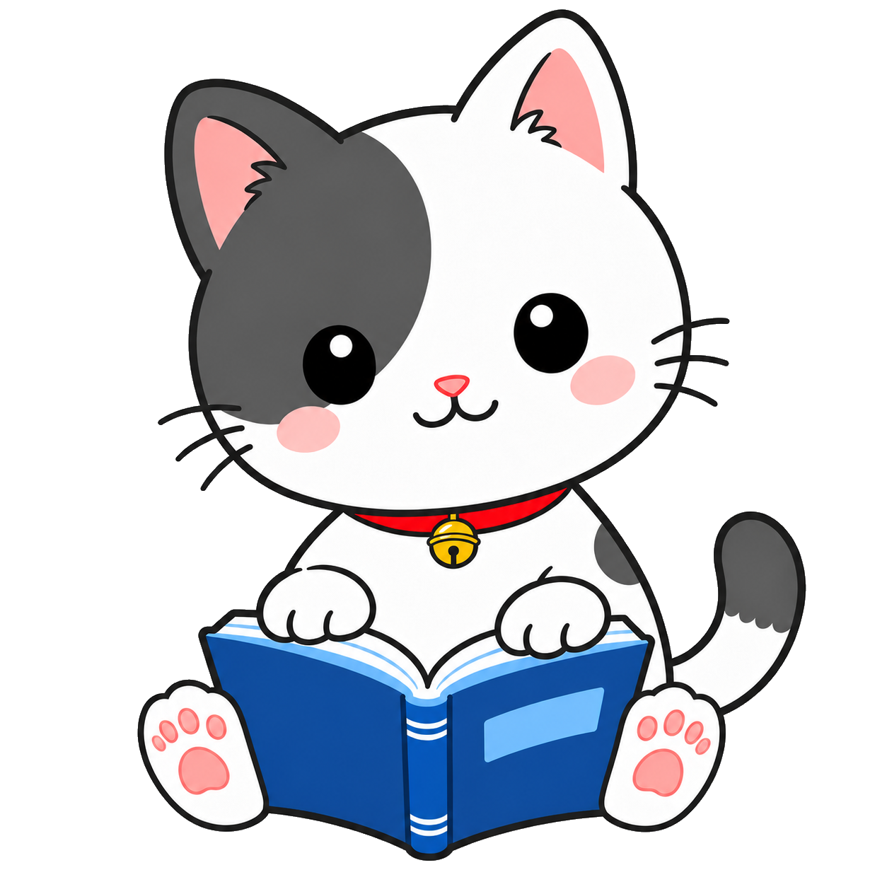 本を読むみーちゃん（三毛猫のキャラクター）